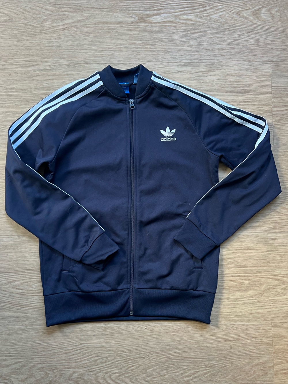 adidas Navy Bike Shorts with White Three-Stripes
